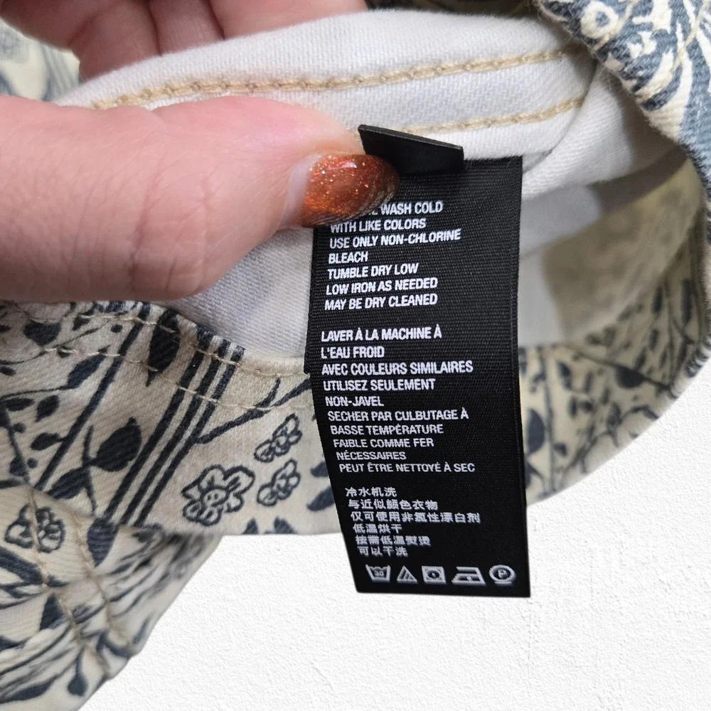 Free People Macadamia Combo Ivory Floral Mini Skirt Cotton Blend Boho Size 0